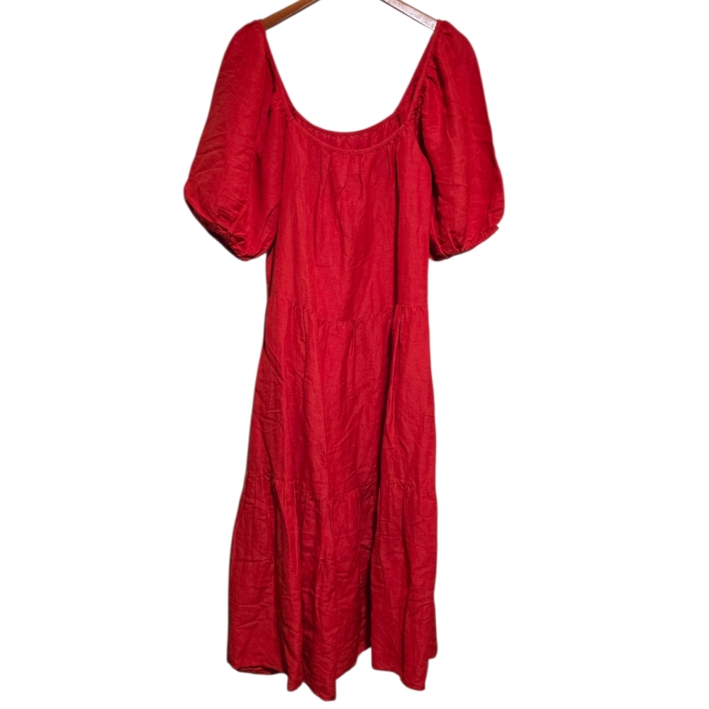 SOLID & STRIPED The Peasant Dress in Candy Red Size Small - Picture 3 of 4